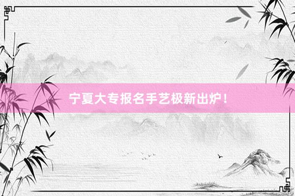 宁夏大专报名手艺极新出炉！
