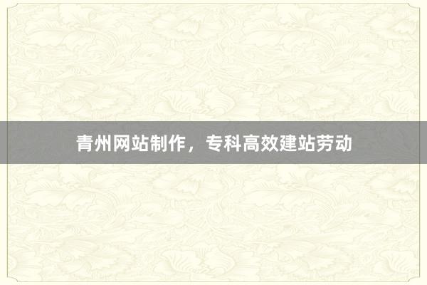 青州网站制作，专科高效建站劳动